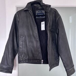 Abercrombie faux leather cropped jacket